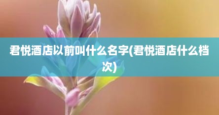 君悦酒店以前叫什么名字(君悦酒店什么档次)