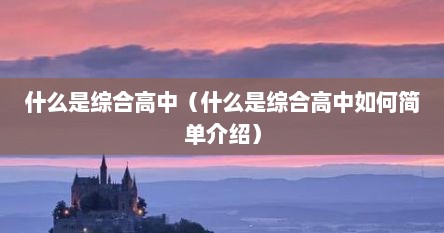 什么是综合高中（什么是综合高中如何简单介绍）