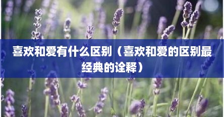 喜欢和爱有什么区别（喜欢和爱的区别最经典的诠释）