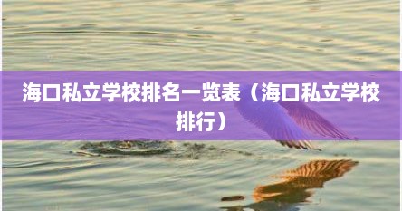 海口私立学校排名一览表（海口私立学校排行）