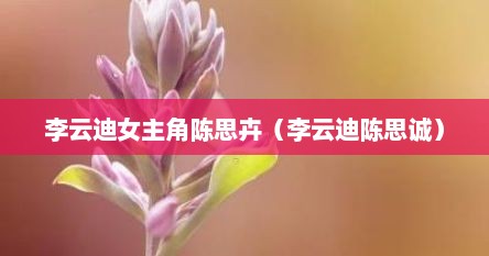 李云迪女主角陈思卉（李云迪陈思诚）