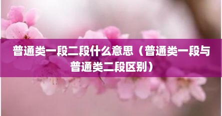 普通类一段二段什么意思（普通类一段与普通类二段区别）