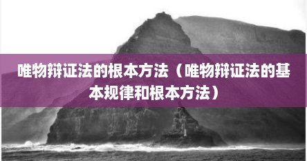 唯物辩证法的根本方法（唯物辩证法的基本规律和根本方法）