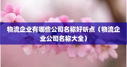 物流企业有哪些公司名称好听点（物流企业公司名称大全）