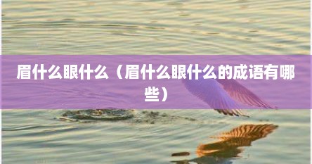 眉什么眼什么（眉什么眼什么的成语有哪些）