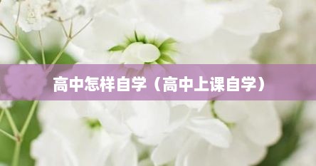 高中怎样自学（高中上课自学）