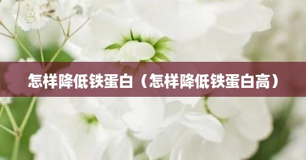 怎样降低铁蛋白（怎样降低铁蛋白高）
