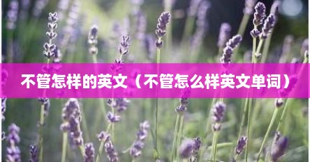 不管怎样英文中文朗诵（不管怎么样的英文短语）