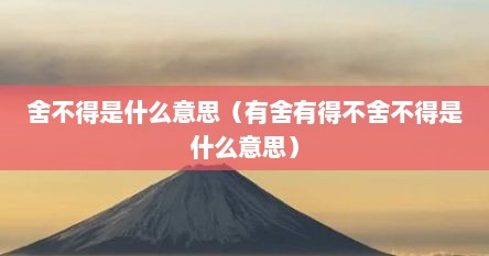 舍不得是什么意思（有舍有得不舍不得是什么意思）