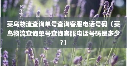 菜鸟物流查询单号查询客服电话号码（菜鸟物流查询单号查询客服电话号码是多少?）
