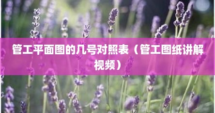 管工平面图的几号对照表（管工图纸讲解视频）