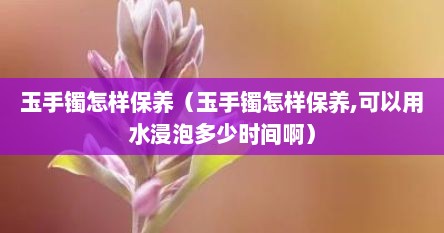 玉手镯怎样保养（玉手镯怎样保养,可以用水浸泡多少时间啊）