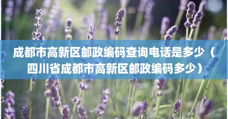 成都市高新区邮政编码查询电话是多少（四川省成都市高新区邮政编码多少）