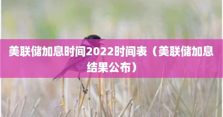 美联储加息时间2022时间表（美联储加息结果公布）