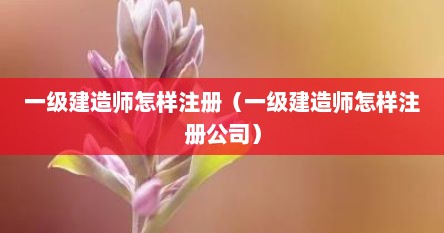 一级建造师怎样注册（一级建造师怎样注册公司）