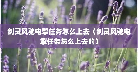 剑灵风驰电掣任务怎么上去（剑灵风驰电掣任务怎么上去的）
