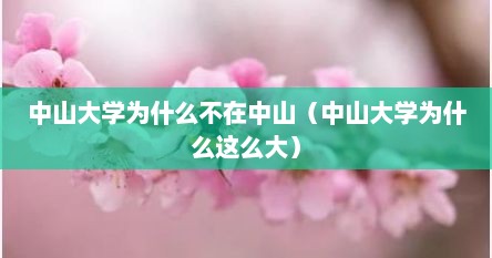 中山大学为什么不在中山（中山大学为什么这么大）