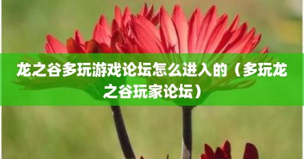 龙之谷多玩游戏论坛怎么进入的（多玩龙之谷玩家论坛）