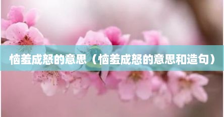 恼羞成怒的意思（恼羞成怒的意思和造句）