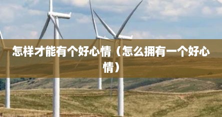 怎样才能有个好心情(怎么拥有一个好心情)