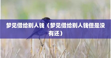 梦见借给别人钱（梦见借给别人钱但是没有还）