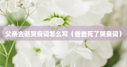 父亲去逝哭丧词怎么写（爸爸死了哭丧词）