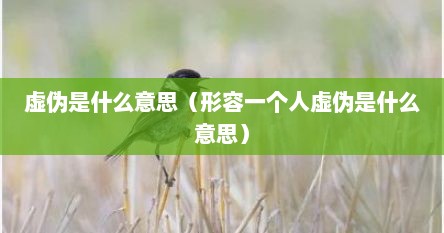 虚伪是什么意思（形容一个人虚伪是什么意思）