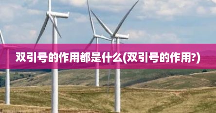 双引号的作用都是什么(双引号的作用?)