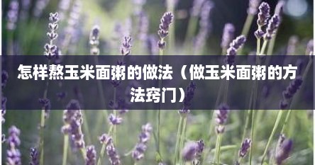 怎样熬玉米面粥的做法（做玉米面粥的方法窍门）