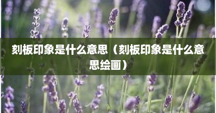 刻板印象是什么意思（刻板印象是什么意思绘画）