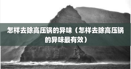 怎样去除高压锅的异味（怎样去除高压锅的异味最有效）