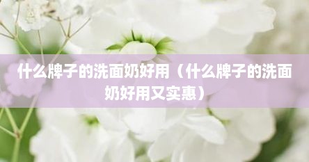 什么牌子的洗面奶好用（什么牌子的洗面奶好用又实惠）