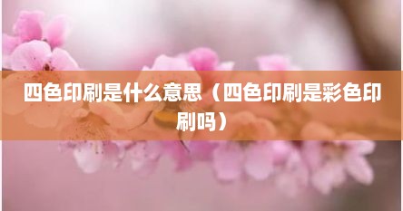 四色印刷是什么意思（四色印刷是彩色印刷吗）