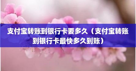 支付宝转账到银行卡要多久（支付宝转账到银行卡最快多久到账）