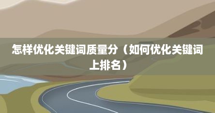怎样优化关键词质量分（如何优化关键词上排名）