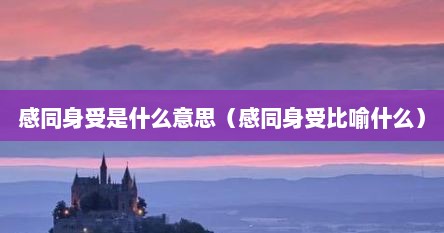 感同身受是什么意思（感同身受比喻什么）