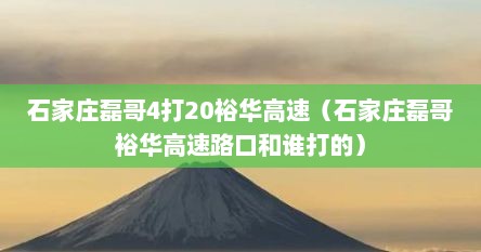 石家庄磊哥4打20裕华高速（石家庄磊哥裕华高速路口和谁打的）