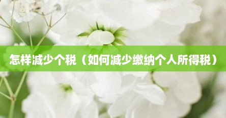 怎样减少个税（如何减少缴纳个人所得税）