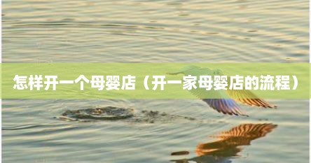 怎样开一个母婴店（开一家母婴店的流程）