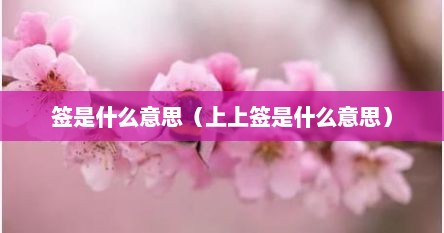 签是什么意思（上上签是什么意思）