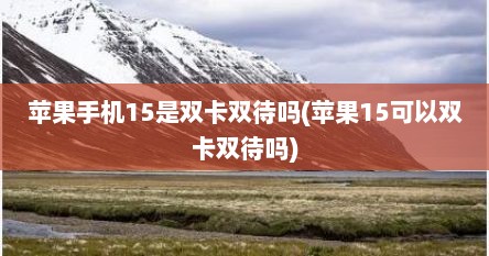 苹果手机15是双卡双待吗(苹果15可以双卡双待吗)