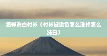 怎样洗白衬衫（衬衫被染色怎么洗掉怎么洗白）