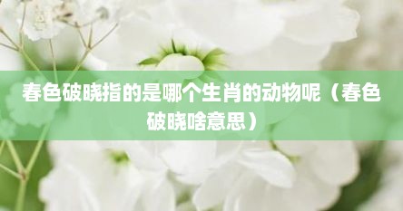 春色破晓指的是哪个生肖的动物呢（春色破晓啥意思）