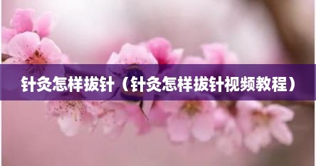 针灸怎样拔针（针灸怎样拔针视频教程）
