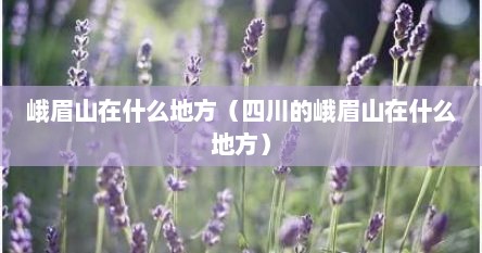峨眉山在什么地方（四川的峨眉山在什么地方）