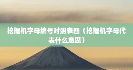 挖掘机编号图片（挖掘机缩写字母）
