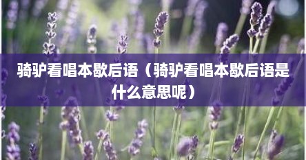 骑驴看唱本歇后语（骑驴看唱本歇后语是什么意思呢）