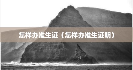 怎样办准生证（怎样办准生证明）