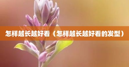 怎样越长越好看（怎样越长越好看的发型）