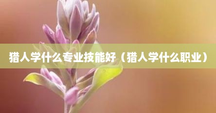 猎人学什么专业技能好（猎人学什么职业）